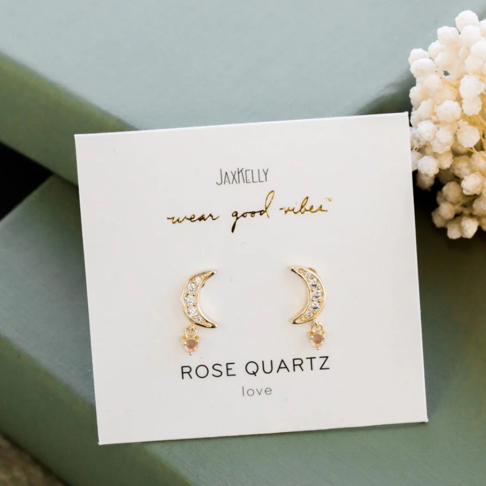 JAX KELLY Rose Quartz Moon Drop-Love